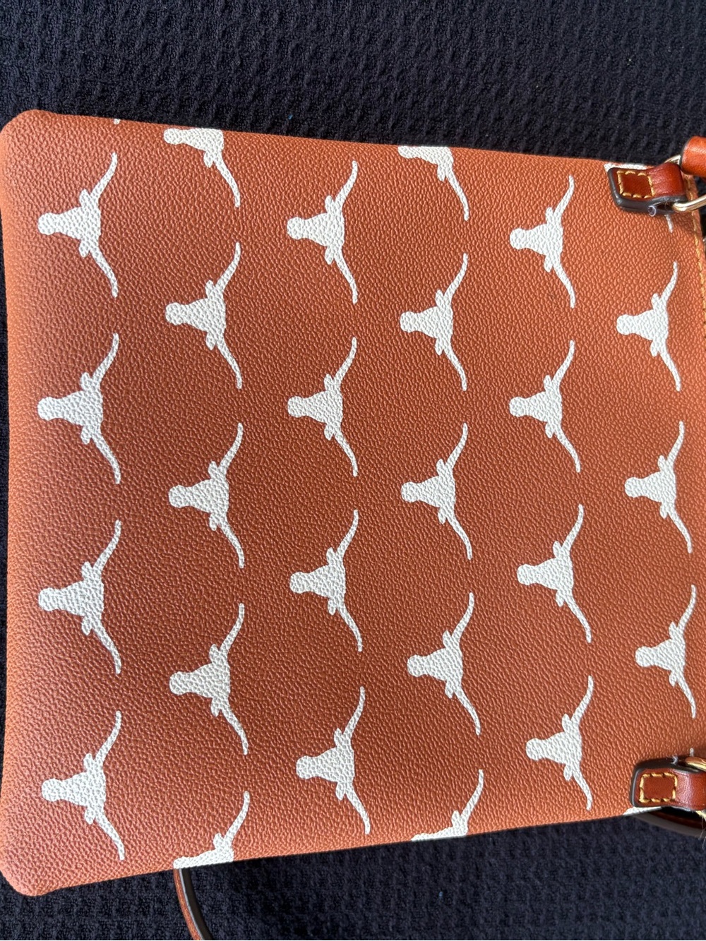 Dooney & Bourke Burnt Orange Crossbody with White Texas Longhorn Motif - Picture 6 of 7